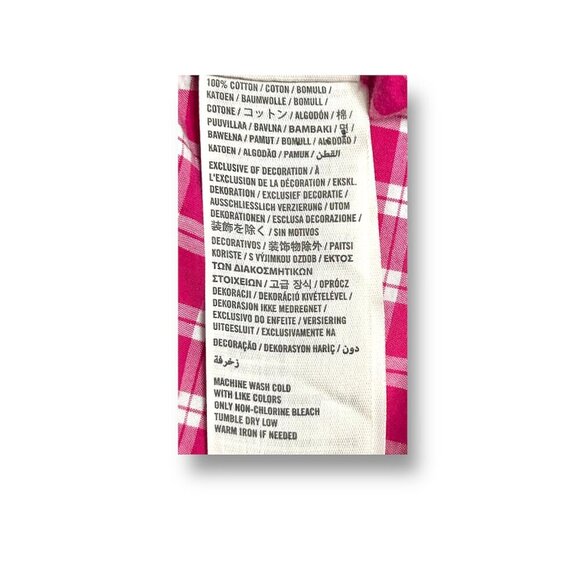 Hollister S Pink Plaid Button Up Shirt Fitted Cotton Long Sleeve Y2K Preppy Top - Picture 7 of 7